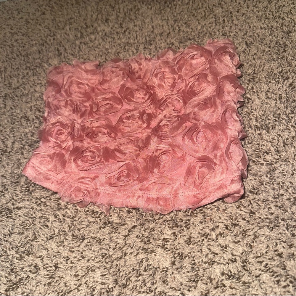 Pink Floral Rosette Mini Skirt